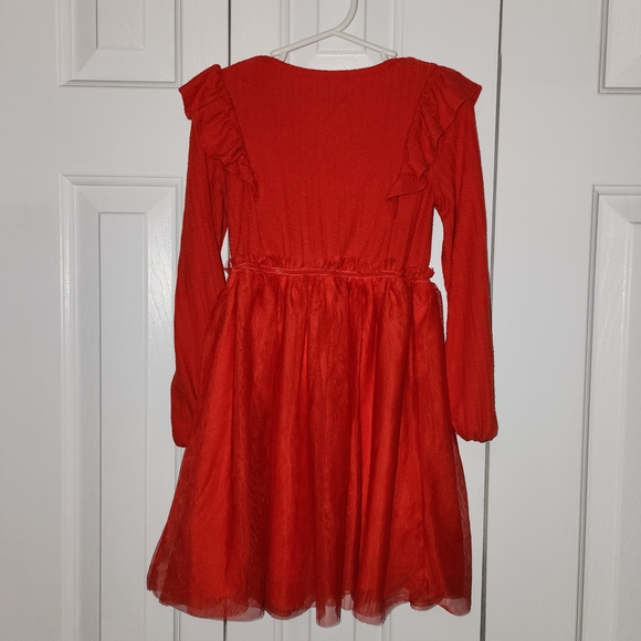 Girls Red Ruffle Dress - Picture 2 of 2